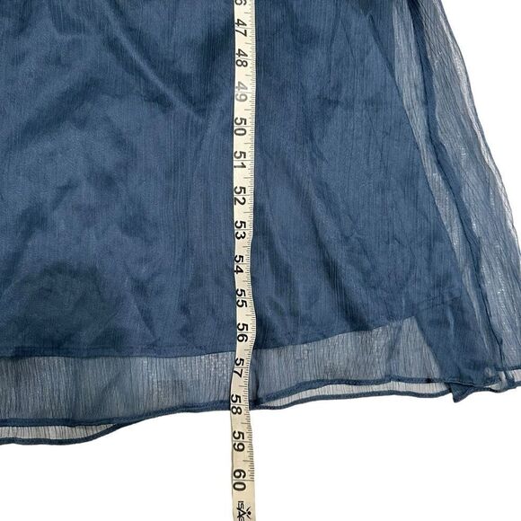 BHLDN Navy Blue Brigitte Sheered Waist Chiffon Maxi Prom Dress Size Medium - Picture 8 of 13